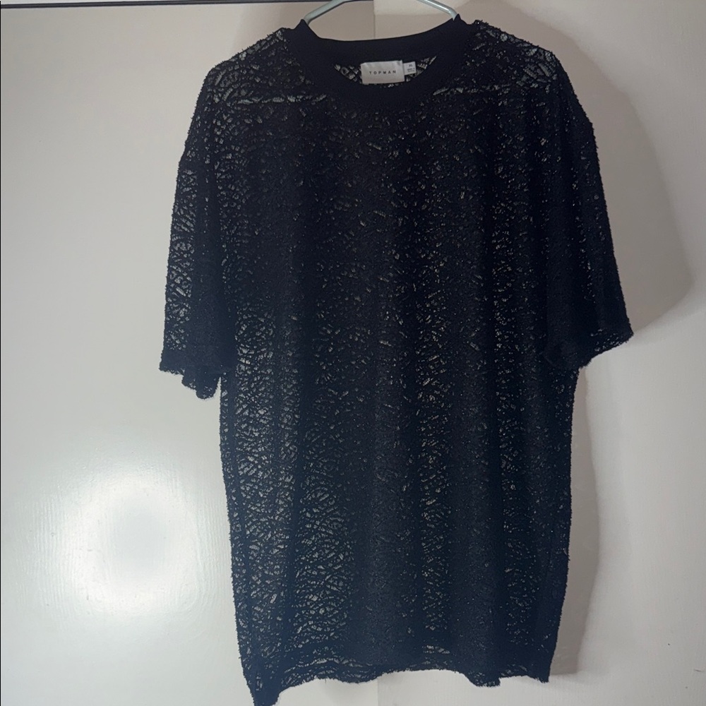 Topman Black Lace Dress Shirt